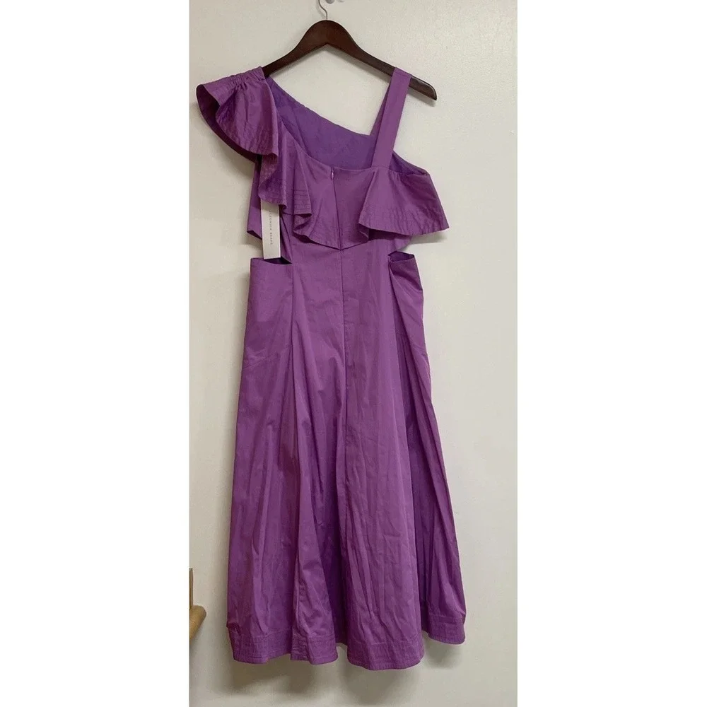 NWT Veronica Beard Beilla‎ One Shoulder Midi Dress Vivid Orchid Size 6 MRSP $598